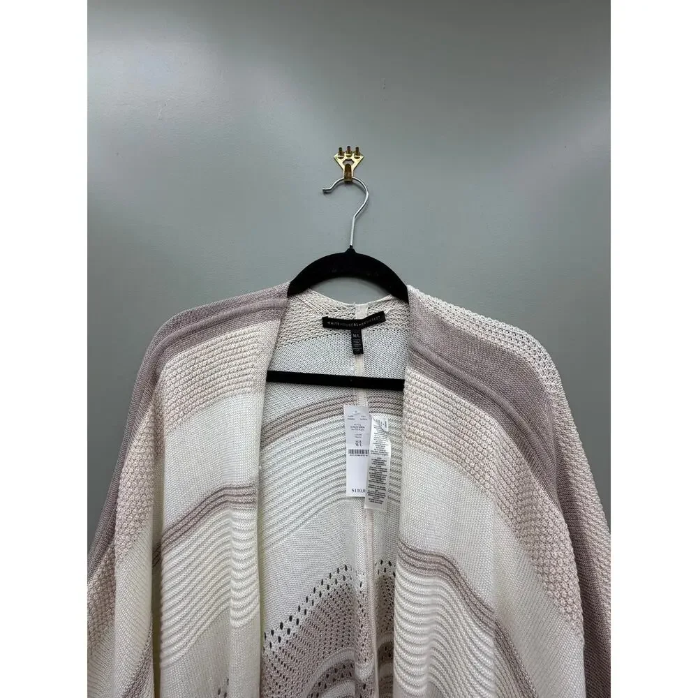 NWT White House Black Market Mixed Texture Ruana Poncho Neutral M/L